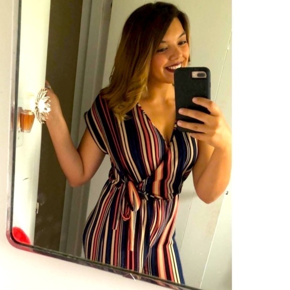 CAUTION TO THE WIND Multi Colored Striped Jumpsuit - Picture 2 of 8